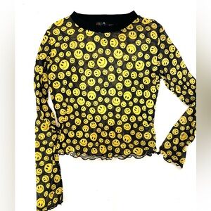 Delia’s by Dolls Kill smiley mesh long sleeve festival top